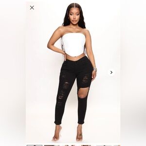 Fashion Nova Fool For You Booty Lifter Ankle Jeans - Black  1 NWT